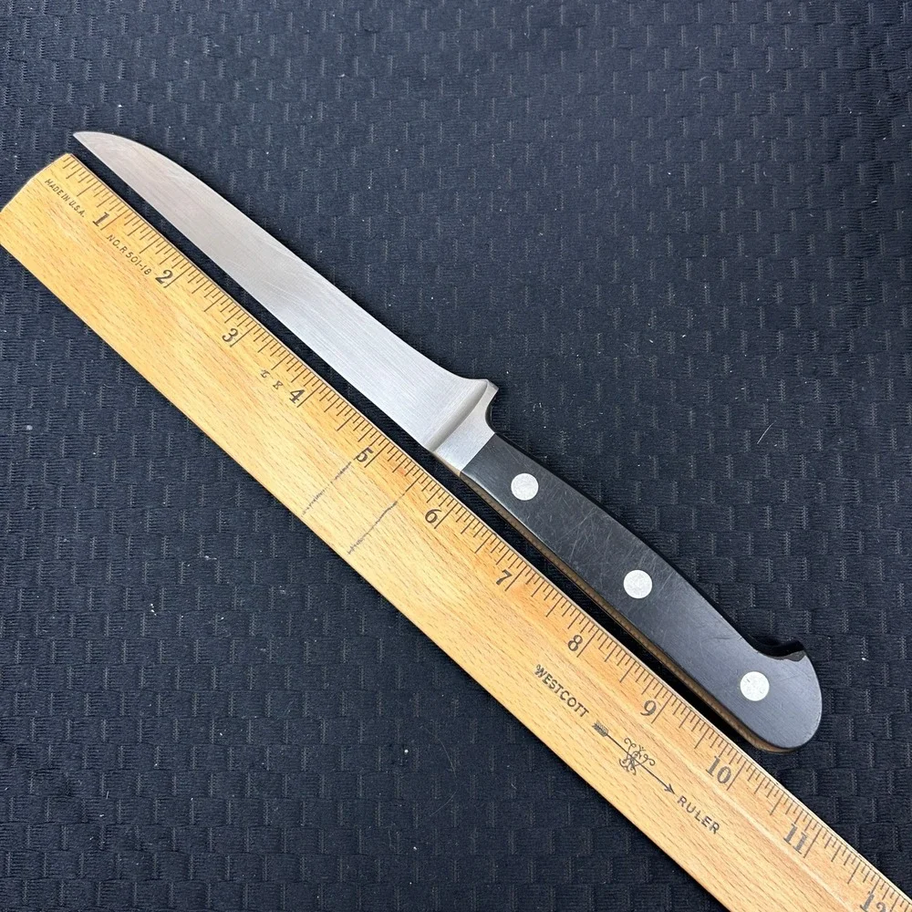 Vintage Full Tang‎ Boning Knife 5 inch Stainless Steel Triple Rivet Black Handle